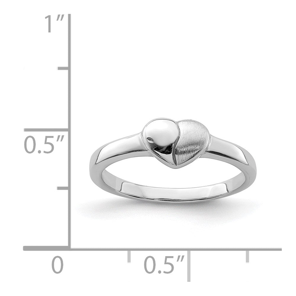 Sterling Silver Polished & Satin Heart Children'S Ring