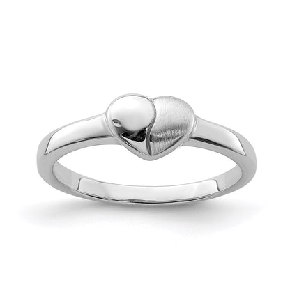 Sterling Silver Polished & Satin Heart Children'S Ring