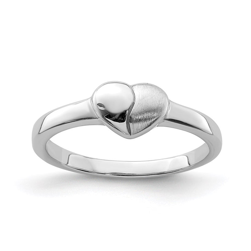 Sterling Silver Polished & Satin Heart Children'S Ring