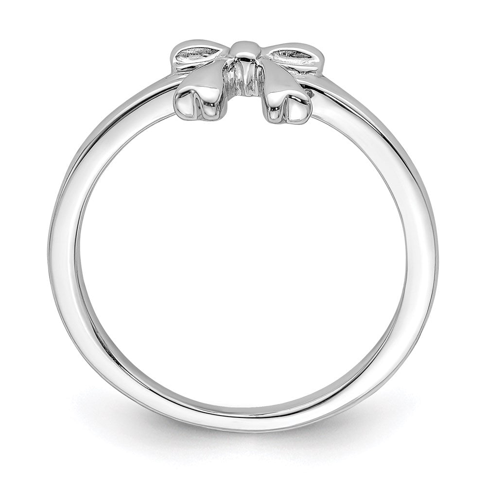 Sterling Silver Rhodium Plated Polished Bow Children'S Ring (Size 3 Only)