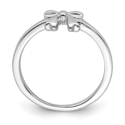 Sterling Silver Rhodium Plated Polished Bow Children'S Ring (Size 3 Only)