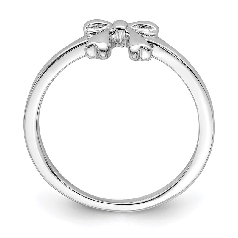 Sterling Silver Rhodium Plated Polished Bow Children'S Ring (Size 3 Only)
