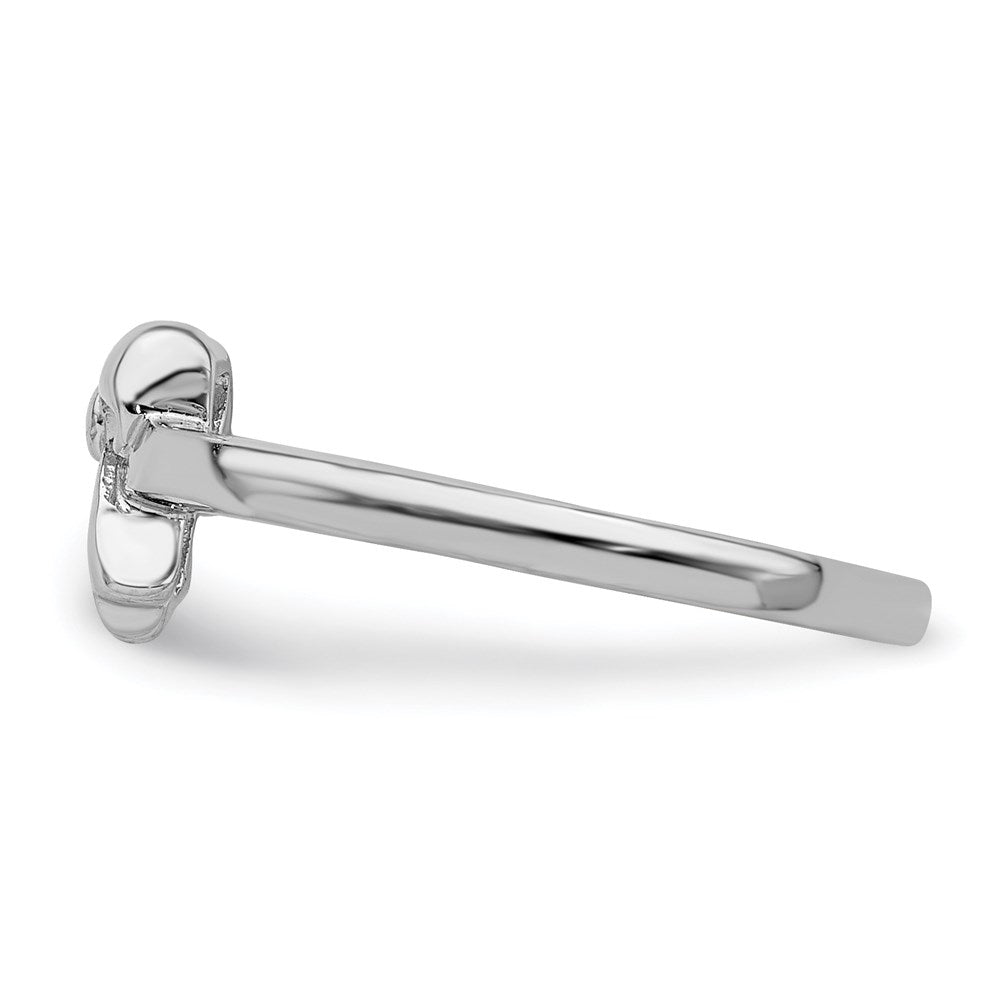 Sterling Silver Rhodium Plated Polished Bow Children'S Ring (Size 3 Only)