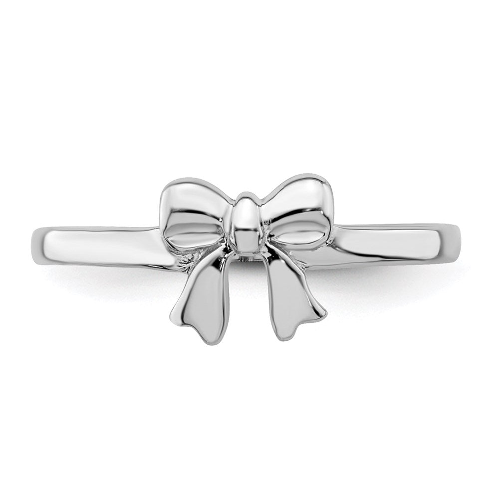 Sterling Silver Rhodium Plated Polished Bow Children'S Ring (Size 3 Only)