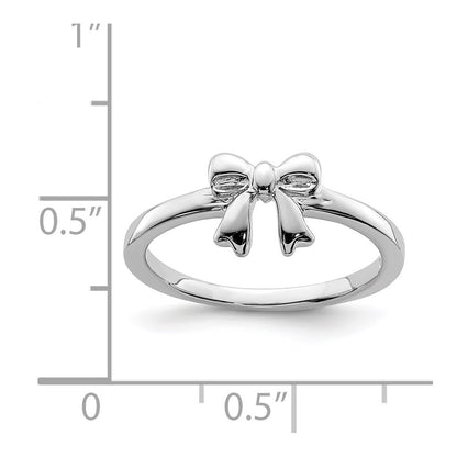 Sterling Silver Rhodium Plated Polished Bow Children'S Ring (Size 3 Only)