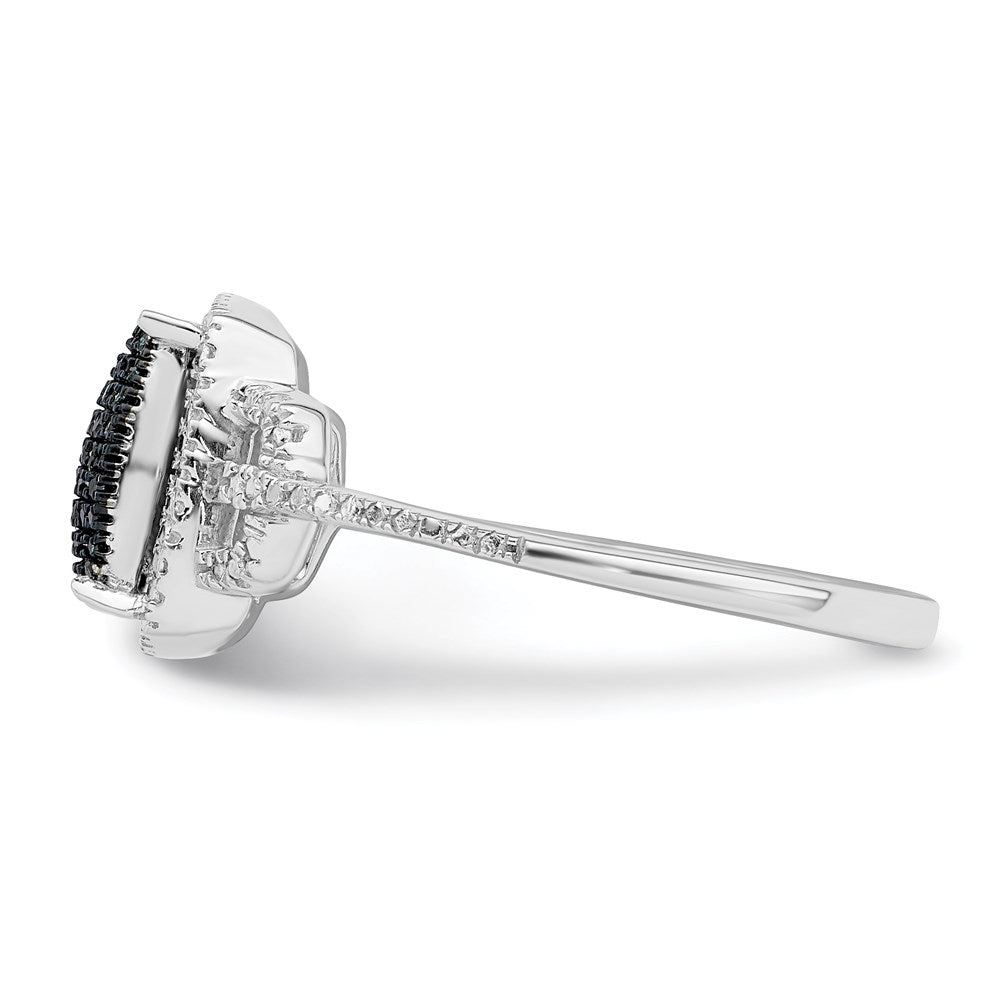 Sterling Silver White Night Rhodium Plated Blue Diamond Ring