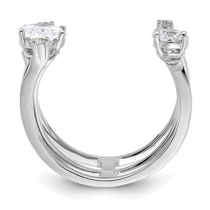 Sterling Silver Rhodium Plated Cz Adjustable Ring (Size 7 Only)