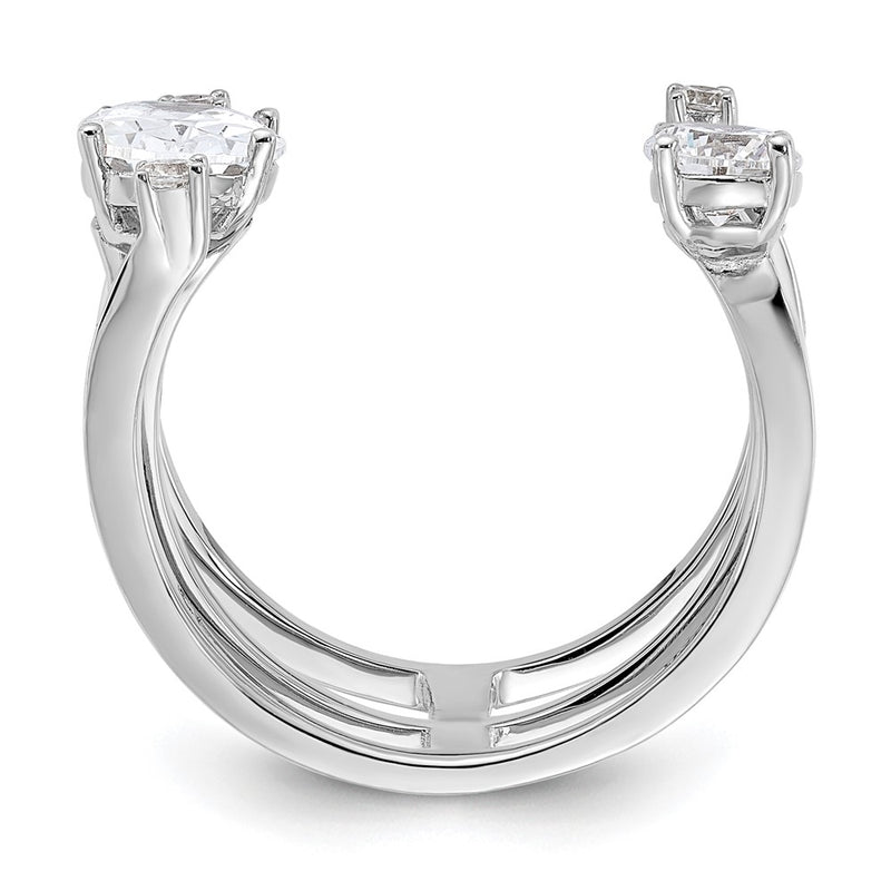 Sterling Silver Rhodium Plated Cz Adjustable Ring (Size 7 Only)