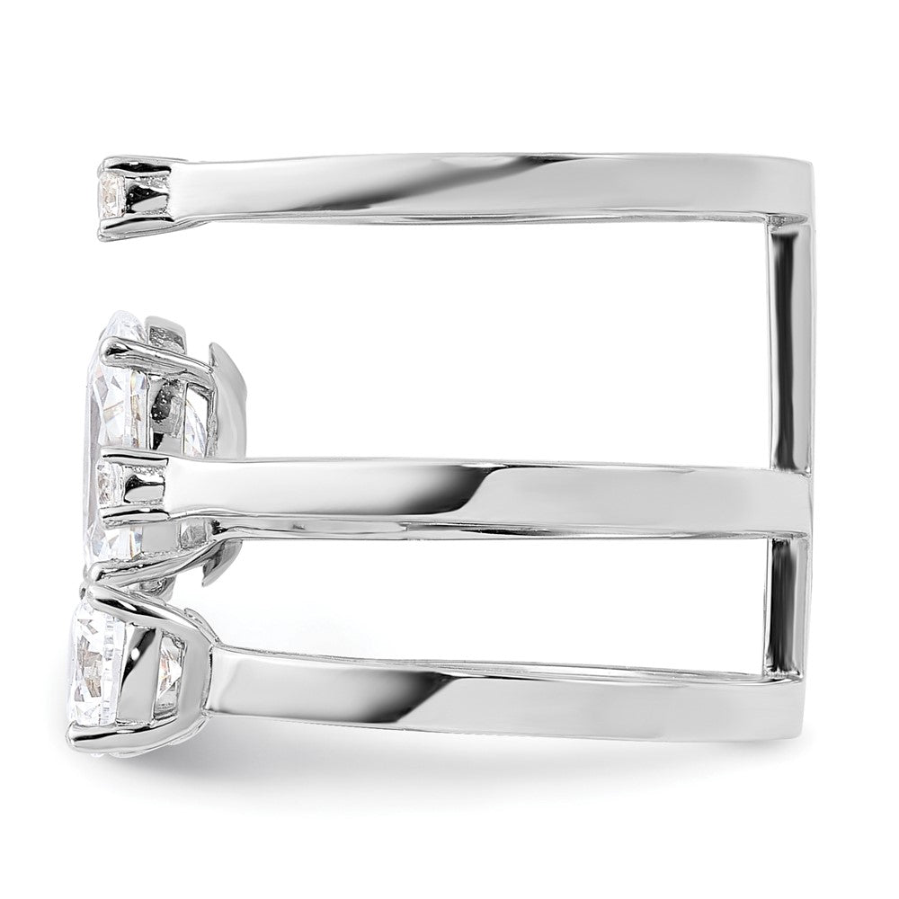 Sterling Silver Rhodium Plated Cz Adjustable Ring (Size 7 Only)