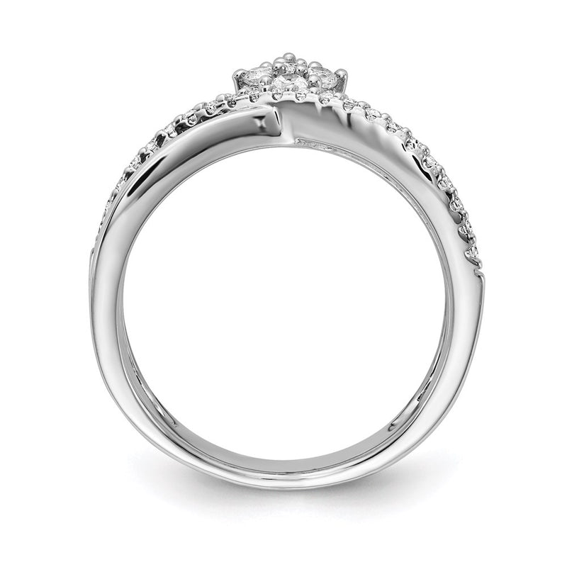 Sterling Silver Shimmer Rhodium Plated 27 Stone Cz Ring