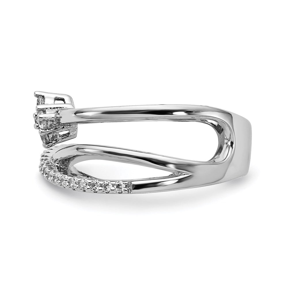 Sterling Silver Shimmer Rhodium Plated 27 Stone Cz Ring
