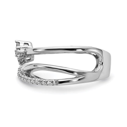 Sterling Silver Shimmer Rhodium Plated 27 Stone Cz Ring