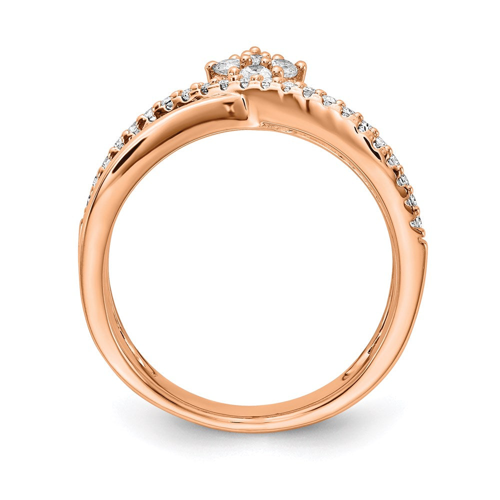 Sterling Silver Shimmer Rose Tone Flash Gold Plated 27 Stone Cz Ring