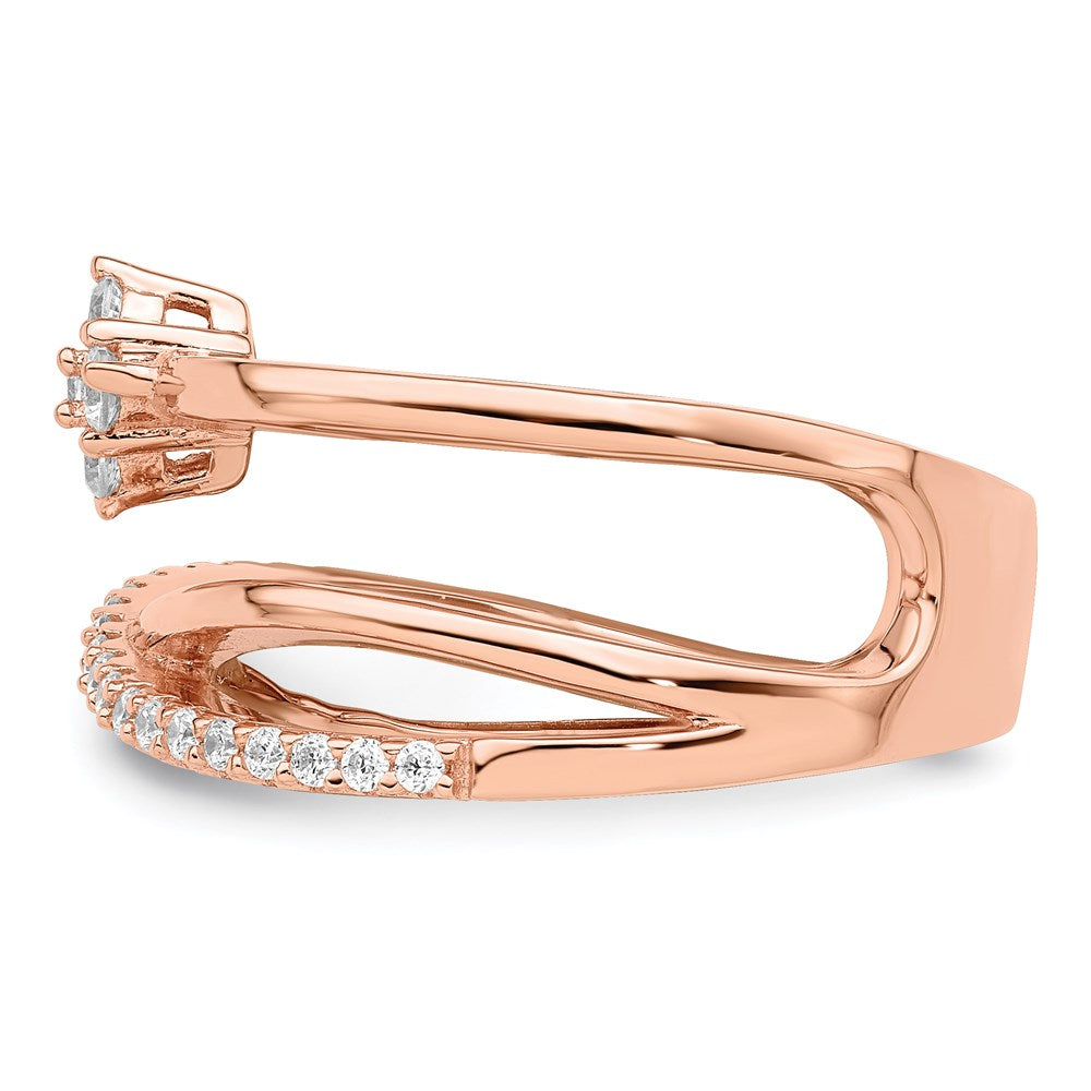 Sterling Silver Shimmer Rose Tone Flash Gold Plated 27 Stone Cz Ring