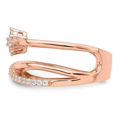 Sterling Silver Shimmer Rose Tone Flash Gold Plated 27 Stone Cz Ring