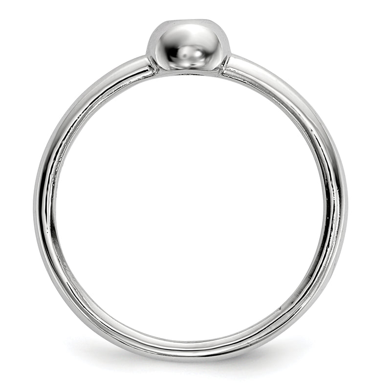Sterling Silver Rhodium Plated Polished Cz Ring