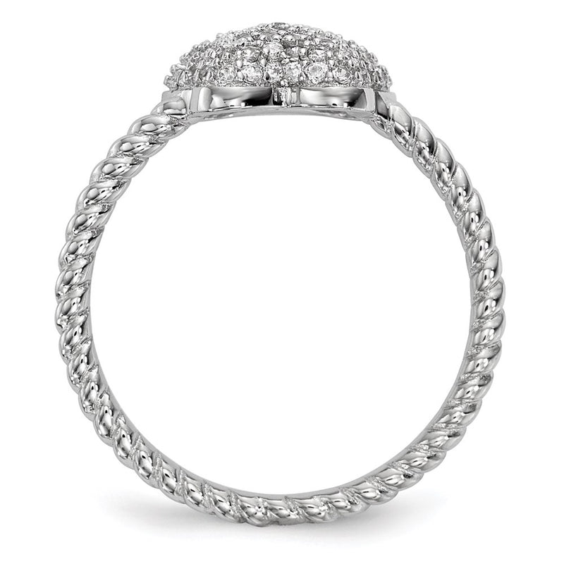 Sterling Silver Rhodium Plated Cz Butterfly Ring