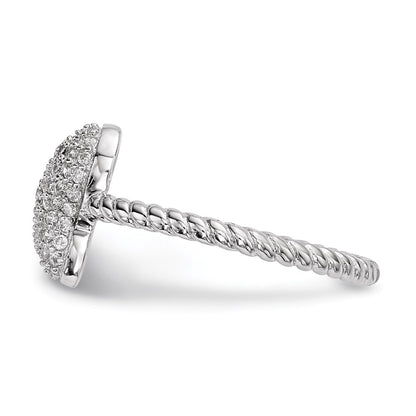 Sterling Silver Rhodium Plated Cz Butterfly Ring