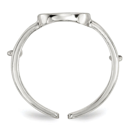 Sterling Silver Polished Chain & Peace Double Ring (Size 6 Only)