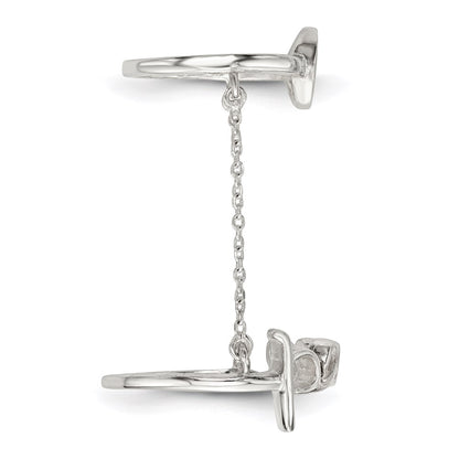 Sterling Silver Polished Chain & Peace Double Ring (Size 6 Only)