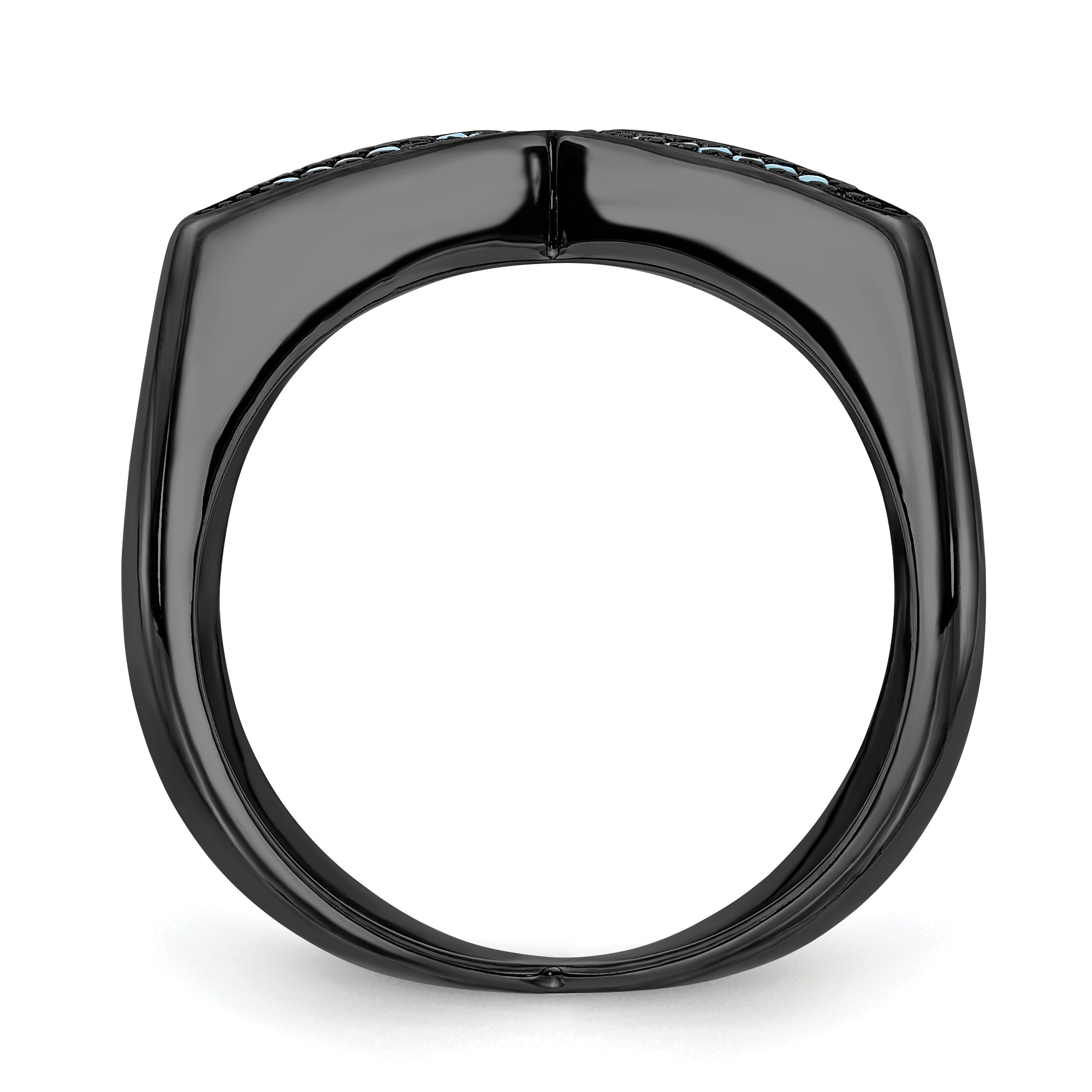 Sterling Silver Black Rhodium & Dyed White Howlite Criss Cross Ring (Size 6 Only)