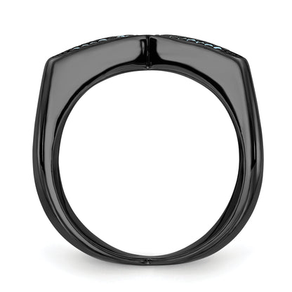 Sterling Silver Black Rhodium & Dyed White Howlite Criss Cross Ring (Size 6 Only)