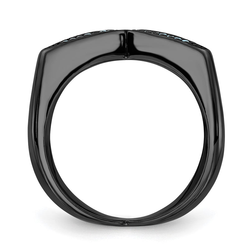 Sterling Silver Black Rhodium & Dyed White Howlite Criss Cross Ring (Size 6 Only)