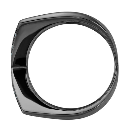 Sterling Silver Black Rhodium & Dyed White Howlite Criss Cross Ring (Size 6 Only)
