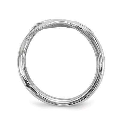 Sterling Silver Rhodium Plated Leaf Ring
