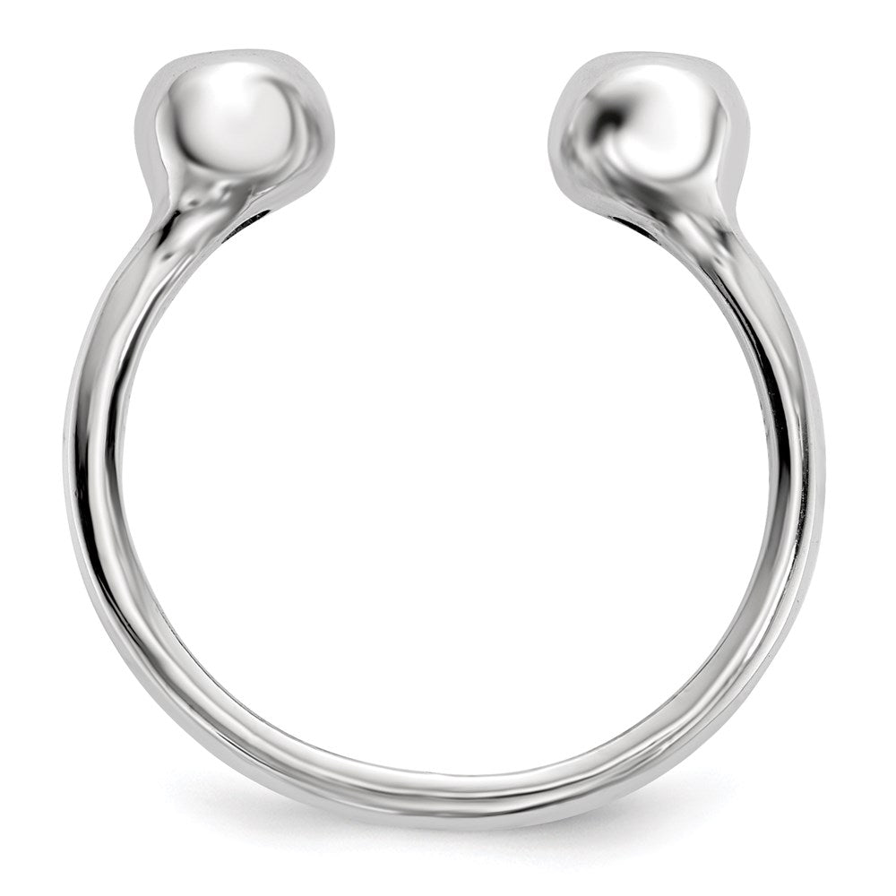 Sterling Silver Rhodium Plated Polished Cz Adjustable Cuff Ring