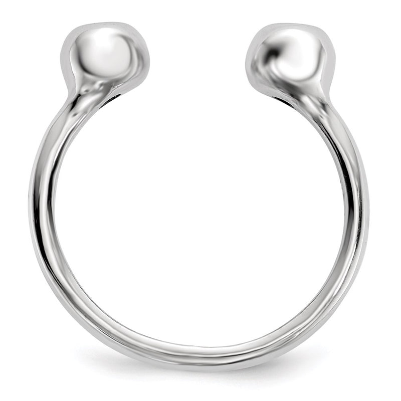 Sterling Silver Rhodium Plated Polished Cz Adjustable Cuff Ring