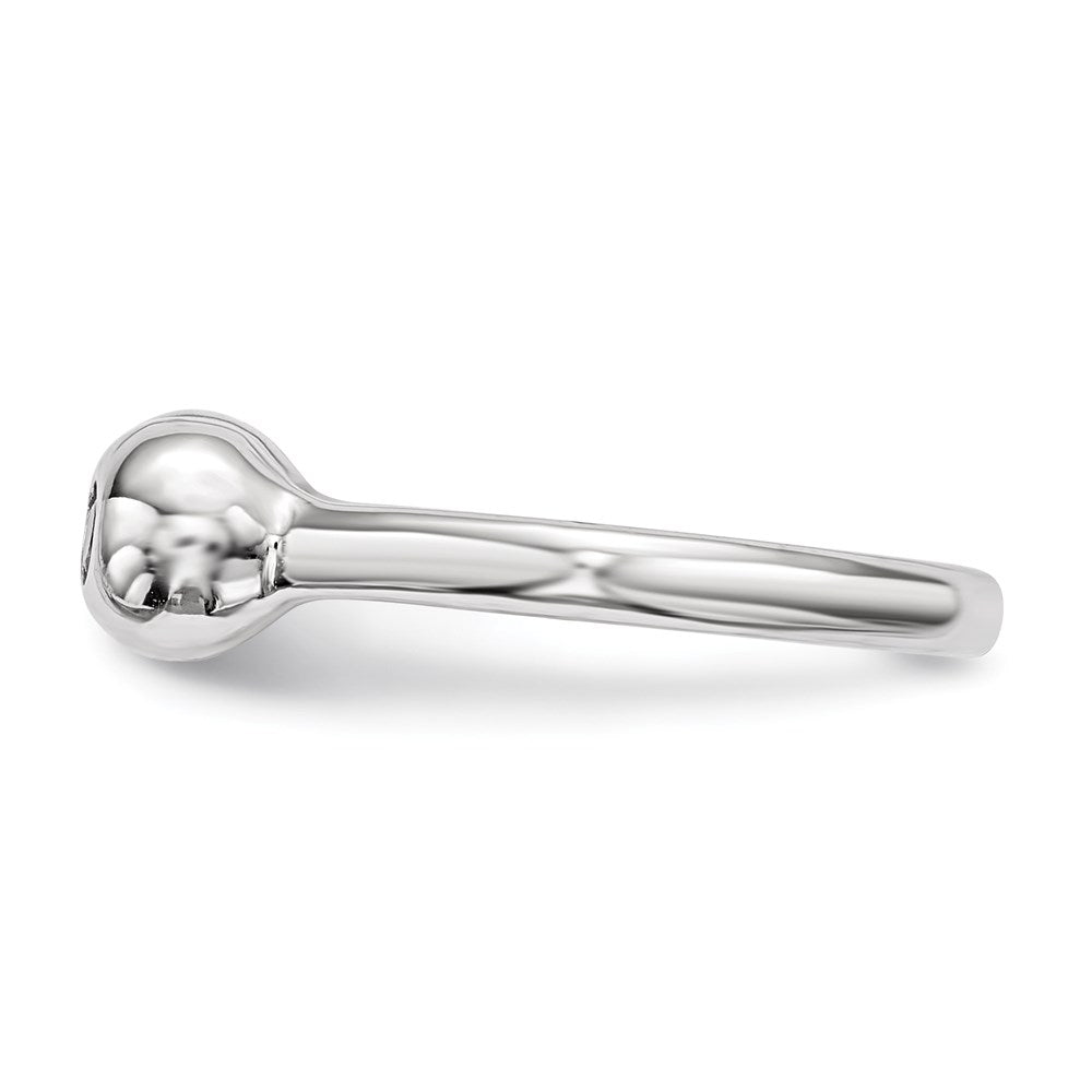 Sterling Silver Rhodium Plated Polished Cz Adjustable Cuff Ring