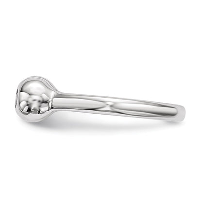 Sterling Silver Rhodium Plated Polished Cz Adjustable Cuff Ring