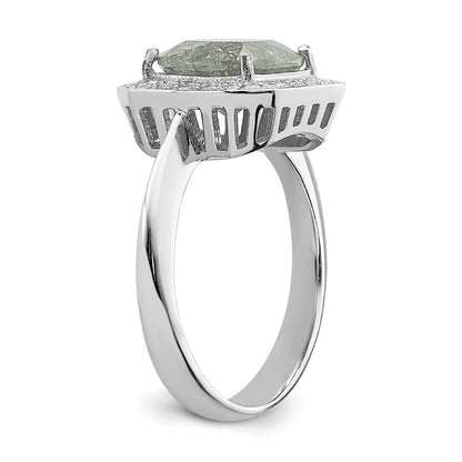 Sterling Silver Rhodium Plated Dark Gray Ice Cz Polished Ring