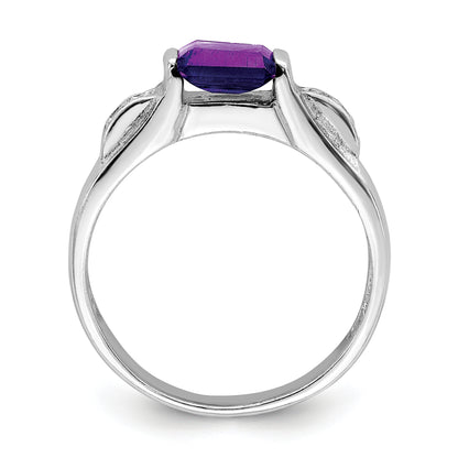 Sterling Silver Rhodium Plated Amethyst Ring