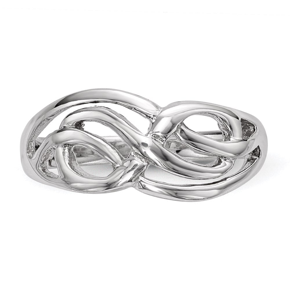 Sterling Silver Rhodium Plated Polished Infinity Ring (Size 6 Only)
