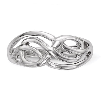 Sterling Silver Rhodium Plated Polished Infinity Ring (Size 6 Only)