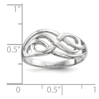 Sterling Silver Rhodium Plated Polished Infinity Ring (Size 6 Only)