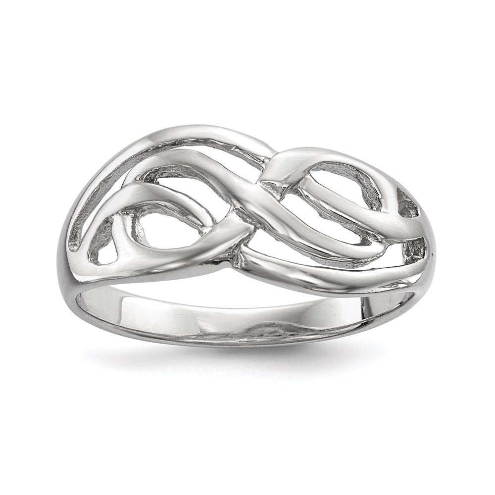 Sterling Silver Rhodium Plated Polished Infinity Ring (Size 6 Only)