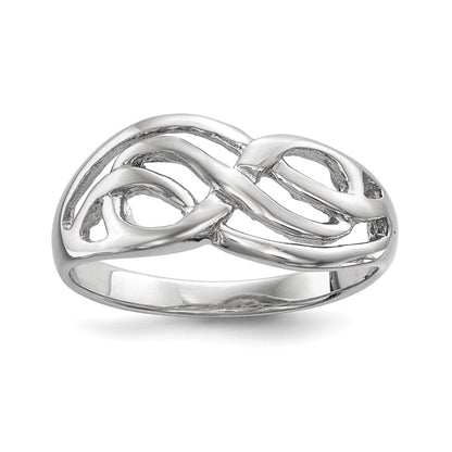 Sterling Silver Rhodium Plated Polished Infinity Ring (Size 6 Only)