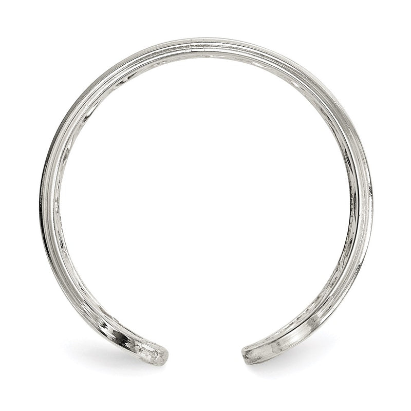 Sterling Silver Polished Twisted Bar Center Adjustable Cuff Ring