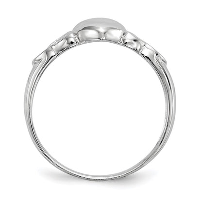 Sterling Silver Rhodium Plated Polished Claddagh Ring