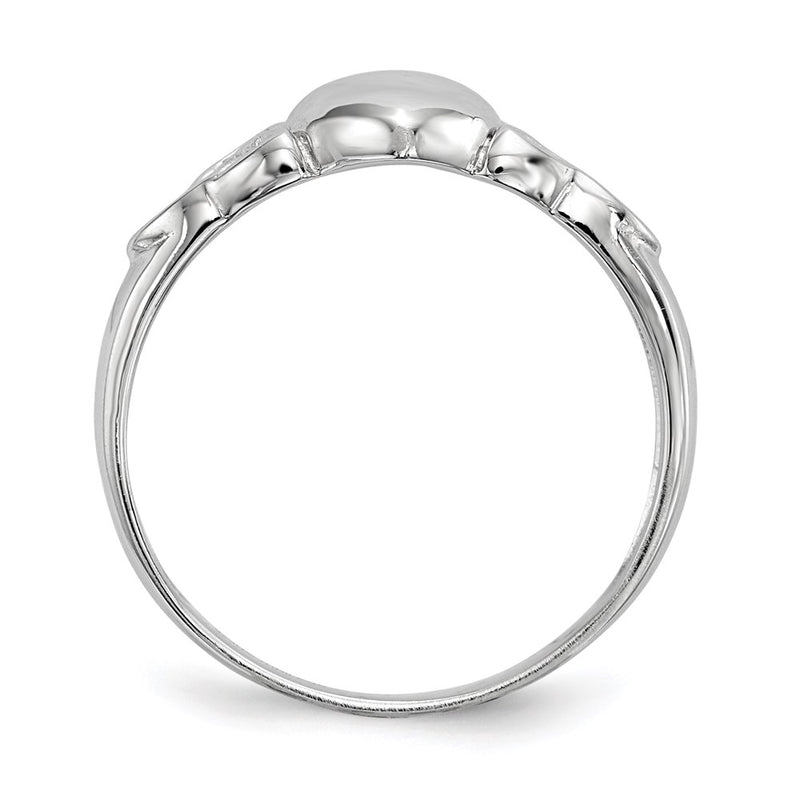 Sterling Silver Rhodium Plated Polished Claddagh Ring