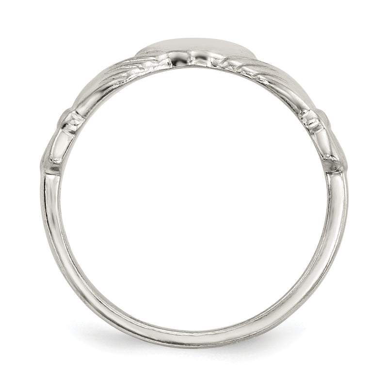 Sterling Silver Polished Cz Claddagh Ring