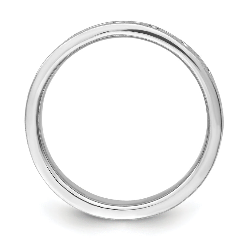 Sterling Silver Rhodium Plated Polished Fancy Ribbon Band