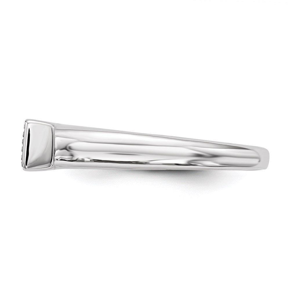 Sterling Silver Rhodium Plated Cz Ring