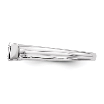 Sterling Silver Rhodium Plated Cz Ring