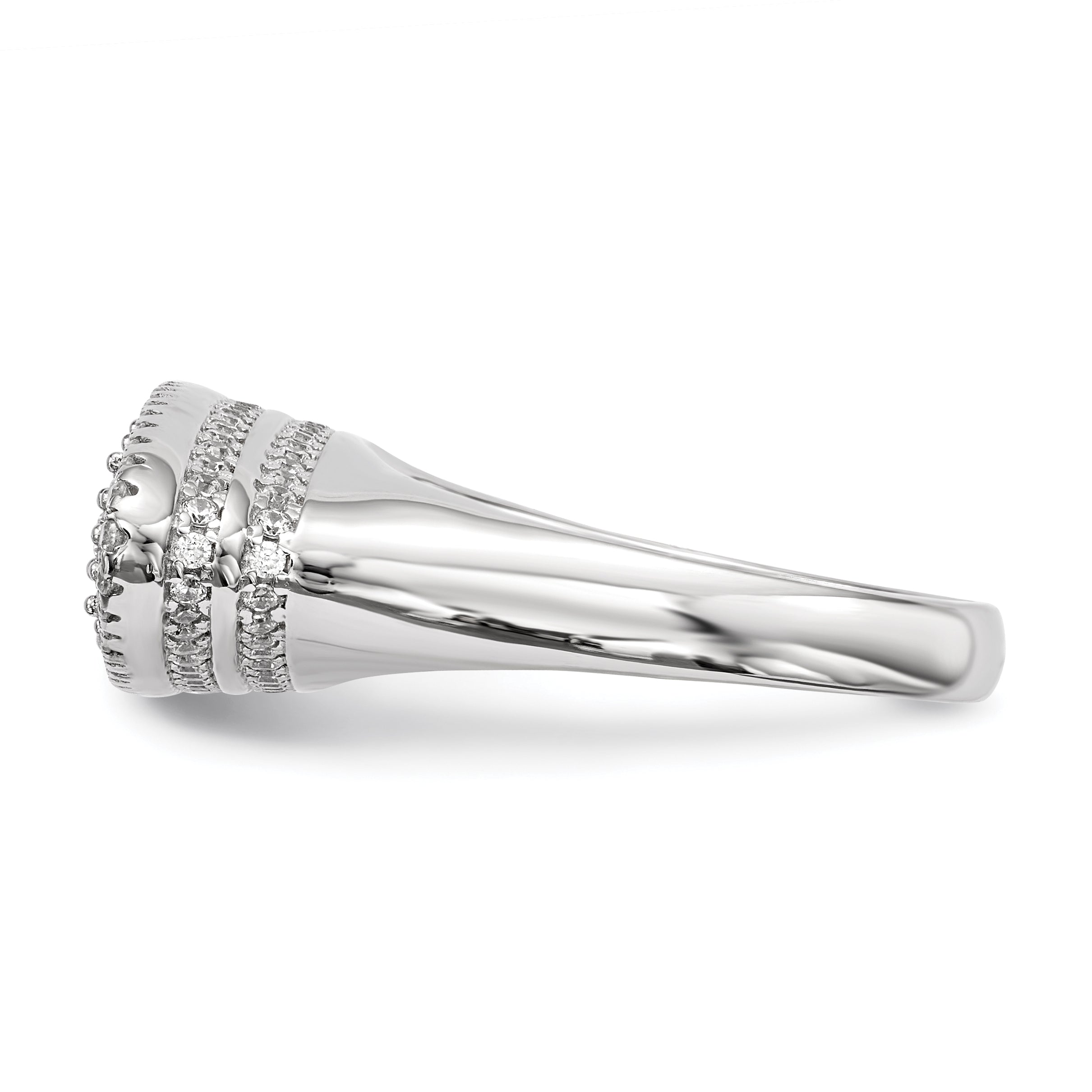 Sterling Silver Pure Fire Rhod Plated Cz Ring