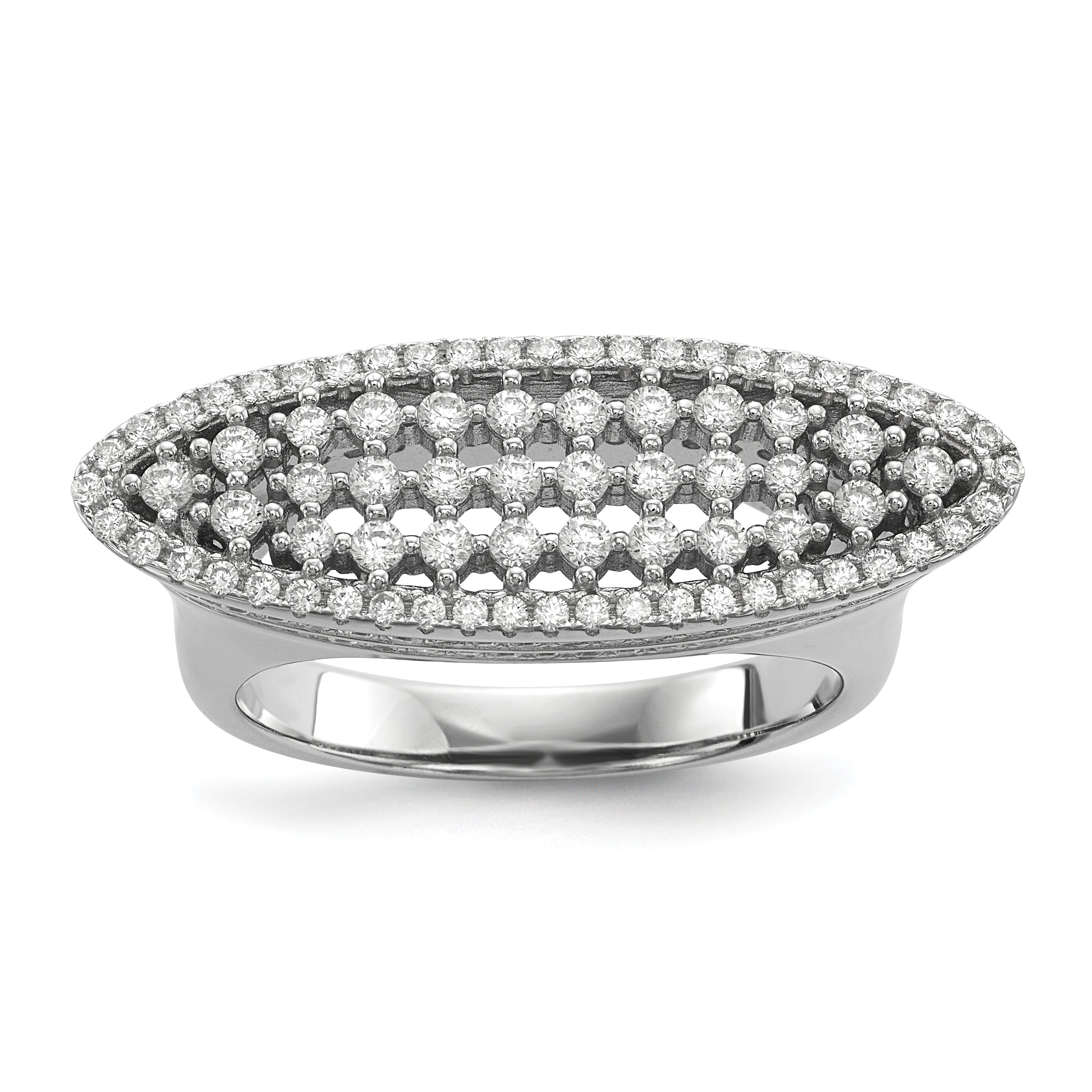 Sterling Silver Pure Fire Rhod Plated Cz Ring