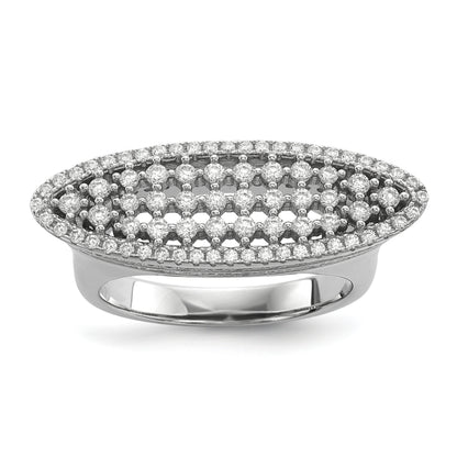 Sterling Silver Pure Fire Rhod Plated Cz Ring